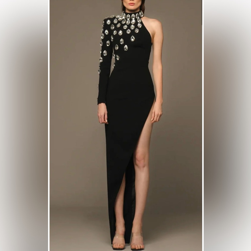 Black Formal Dress with Gem Stones